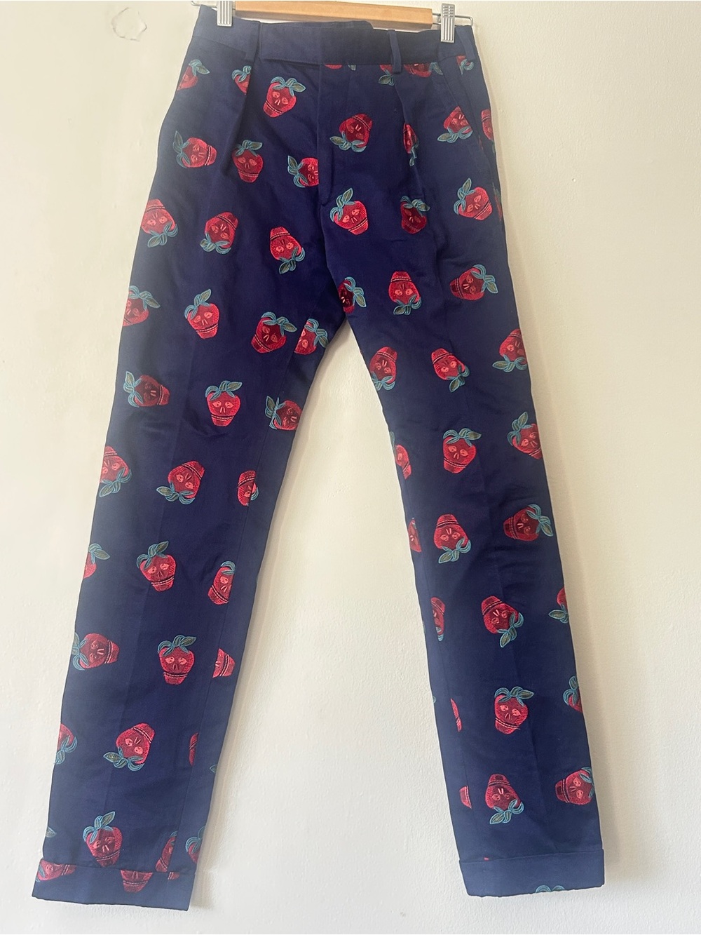 paul smith strawberry skulls blue pants 28 stylist formal floral indie editorial